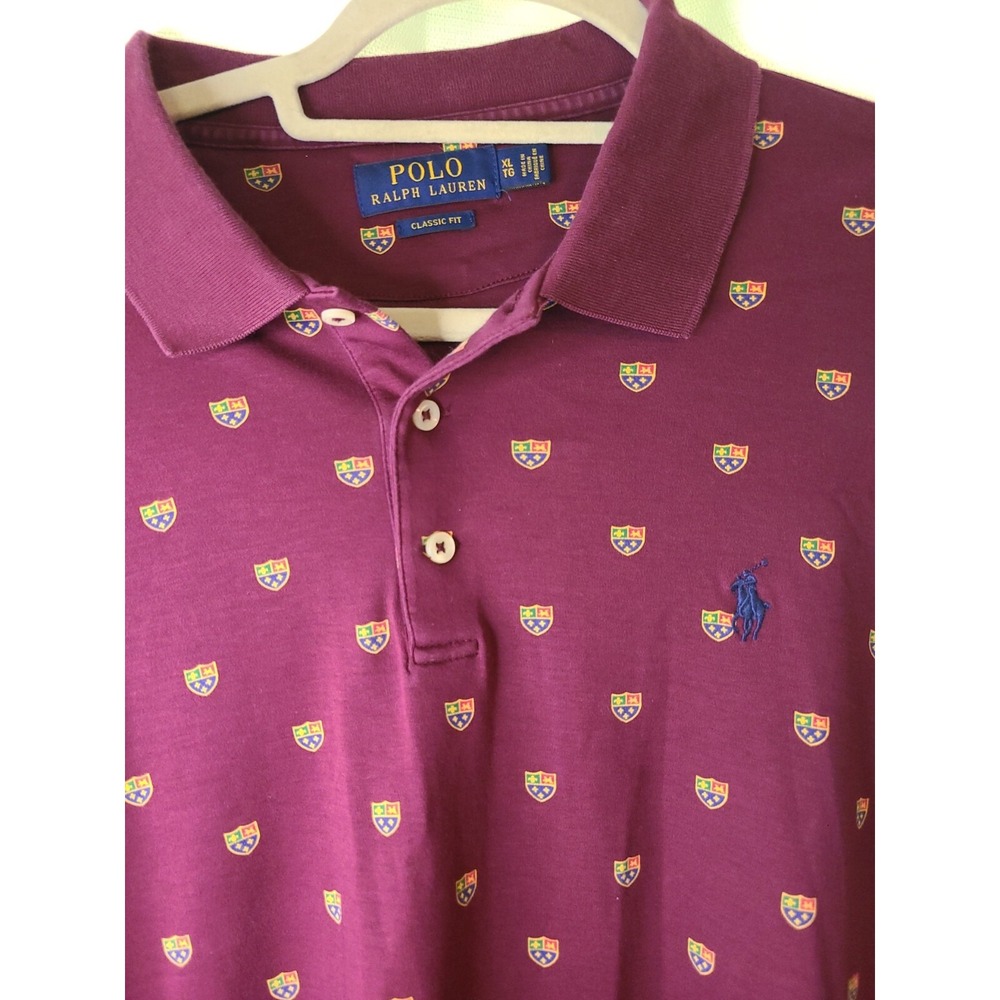Ralph Lauren Polo Maroon with crests sz XL Golf Outdoors Sports Classic SS